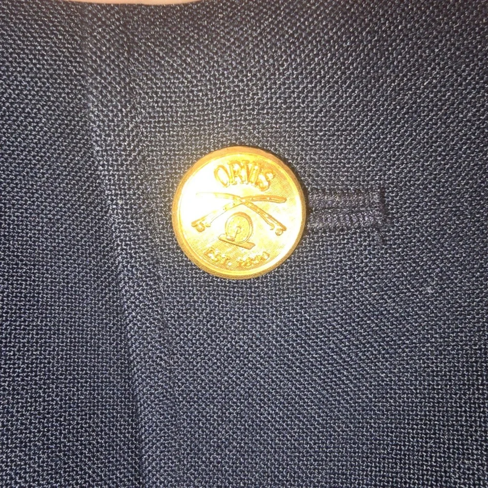 Orvis Mens Navy Blue Blazer Gold Buttons 3 Button 42L Tailored USA Made